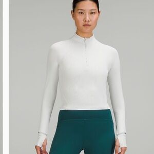 Lululemon It's Rulu Ribbed Cropped Half Zip Top - Vapor - size 10